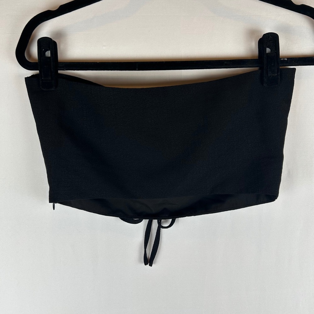LE LIS COLLECTION Black Ruched‎ Drawstring Bandeau Tube Crop Top S - Picture 2 of 8